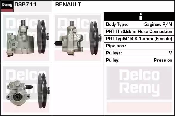 Гидравлический насос, рулевое управление DSP711 DELCO REMY