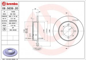 Тормозной диск 08.5639.20 BREMBO