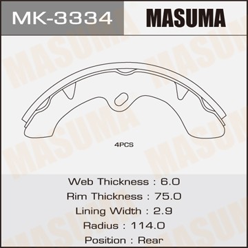 Колодки тормозные барабанные MK3334 MASUMA