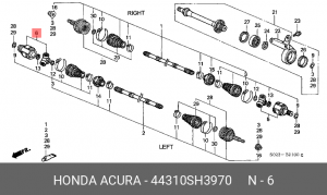 Шарнирный комплект, приводной вал 44310SH3970 HONDA