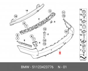 Бампер задний 51 12 3 423 776 BMW