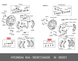 Ремкомплект, колесный тормозной цилиндр 5830124A00 HYUNDAI KIA