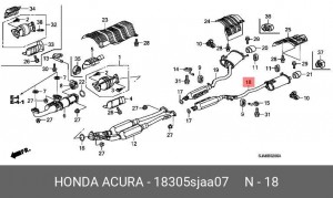 Глушитель - задняя часть системы ОГ 18305SJAA07 HONDA