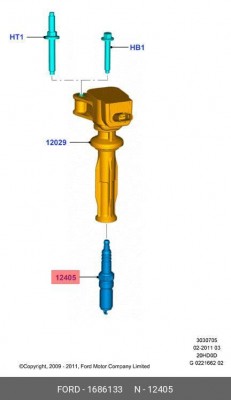 Свеча зажигания 1686133 FORD