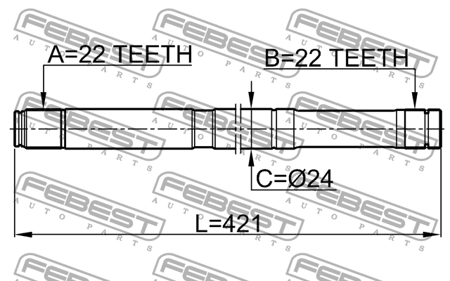 Вал привода колеса в сборе с ШРУСами 0212-B10MTLH FEBEST