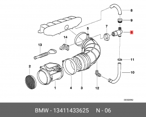 Поворотная заслонка, подвод воздуха 13 41 1 433 625 BMW