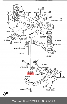 Рычаг подвески BP4K-28-250H MAZDA
