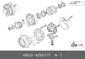 Угольная щетка, генератор 42531177 IVECO