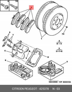 Комплект тормозных колодок, диско 4253 78 CITROEN PEUGEOT