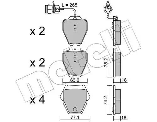 Комплект тормозных колодок, диско 2207740 METELLI