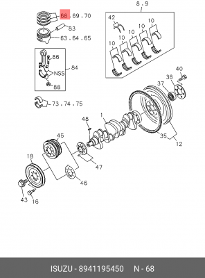 Поршневое кольцо 8-94119-545-0 ISUZU