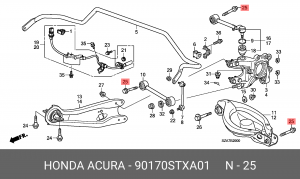 Болт крепления 90170STXA01 HONDA
