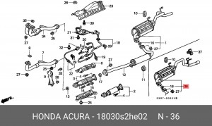 Глушитель выхлопных газов конечный 18030S2HE02 HONDA