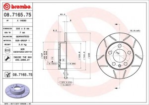 Тормозной диск 08.7165.75 BREMBO