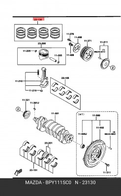Кольца поршневые BPY111SC0 MAZDA
