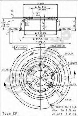 Тормозной диск 08.6898.10 BREMBO