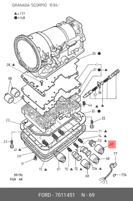 Регулятор давления подачи топлива 7 011 451 FORD