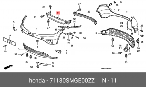 Усилитель бампера 71130SMGE00ZZ HONDA