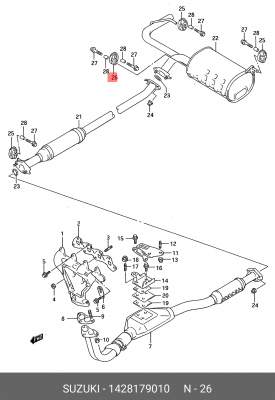 Кронштейн, система выпуска ОГ 14281-79010 SUZUKI