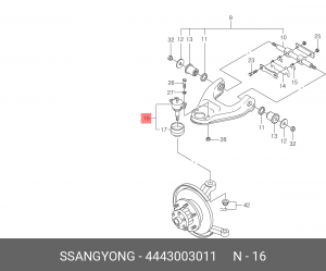 несущий / направляющий шарнир 4443003011 SSANG YONG