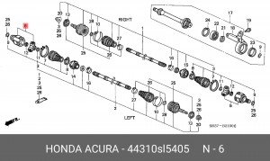 Шарнирный комплект, приводной вал 44310SL5405 HONDA