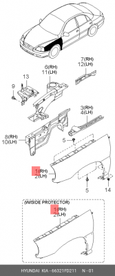 Крыло переднее 66321FD211 HYUNDAI KIA