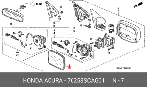 Стекло зеркала заднего вида 76253SCAG01 HONDA