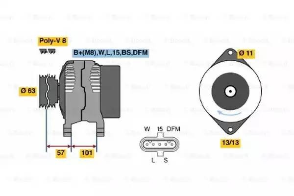 Генератор 0 124 555 038 BOSCH