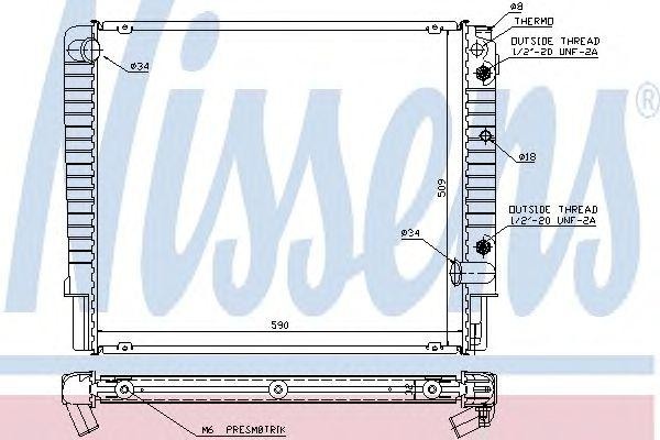 Радиатор, охлаждение двигател 65509A NISSENS