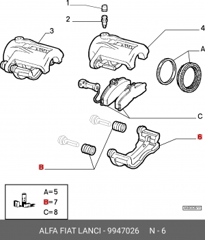 Кронштейн, корпус скобы тормоза 9947026 ALFA FIAT LANCIA