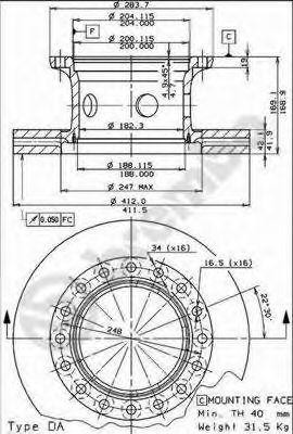 Тормозной диск 09434910 BREMBO