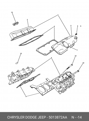 Комплект прокладок, головка цилиндра 5013 872AA CHRYSLER
