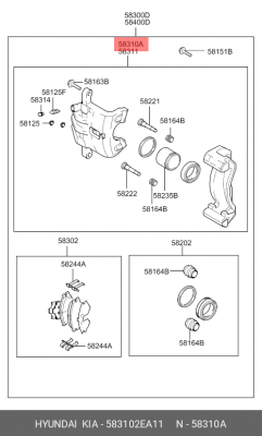 Суппорт тормозной 583102EA11 HYUNDAI KIA