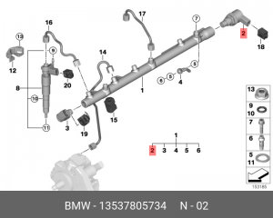 Редукционный клапан, Common-Rail-System 13 53 7 805 734 BMW