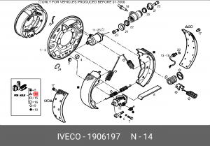 Комплект тормозных колодок, диско 1906197 IVECO