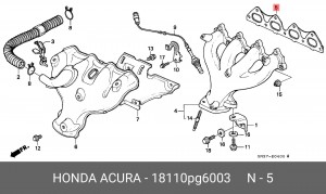 Прокладка, выпускной коллектор 18110PG6003 HONDA