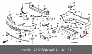 Кронштейн крепления бампера 71598SNAA01 HONDA