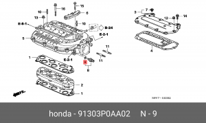 Прокладка, впускной коллектор 91303P0AA02 HONDA