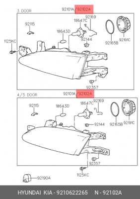Основная фара 9210622265 HYUNDAI KIA