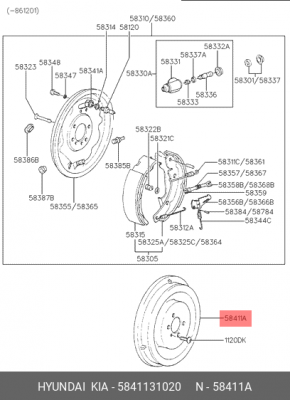 Тормозной барабан 5841131020 HYUNDAI KIA