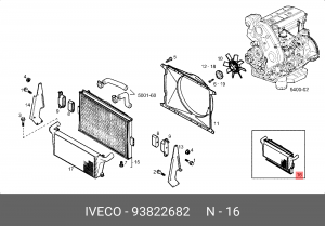 Радиатор, охлаждение двигател 93822682 IVECO