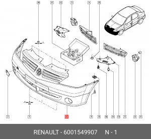 Бампер передний 6001549907 RENAULT