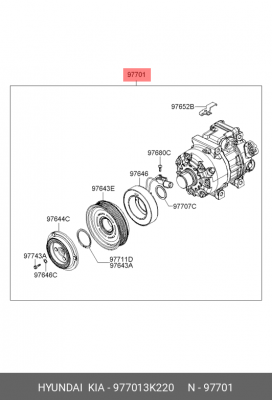 Компрессор, кондиционер 977013K220 HYUNDAI KIA
