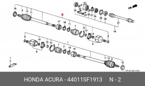 Шарнирный комплект, приводной вал 44011SF1913 HONDA