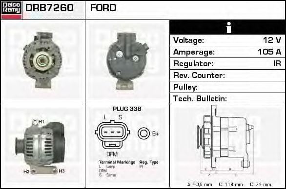 Генератор DRB7260 DELCO REMY