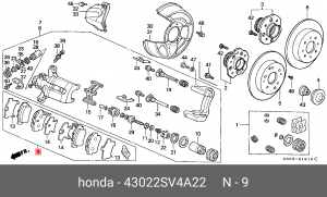Комплект тормозных колодок, диско 43022-SV4-A22 HONDA