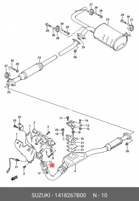 Прокладка, выпускной трубопровод 14182-67B00 SUZUKI