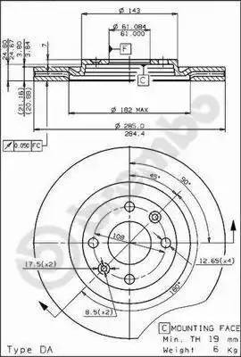Тормозной диск 09462620 BREMBO