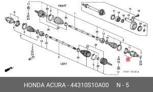 Шарнирный комплект, приводной вал 44310S10A00 HONDA