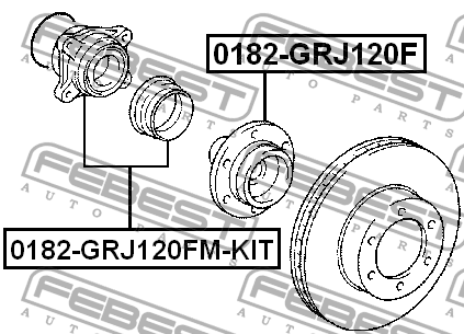 Подшипник ступицы колеса 0182-GRJ120FM-KIT FEBEST